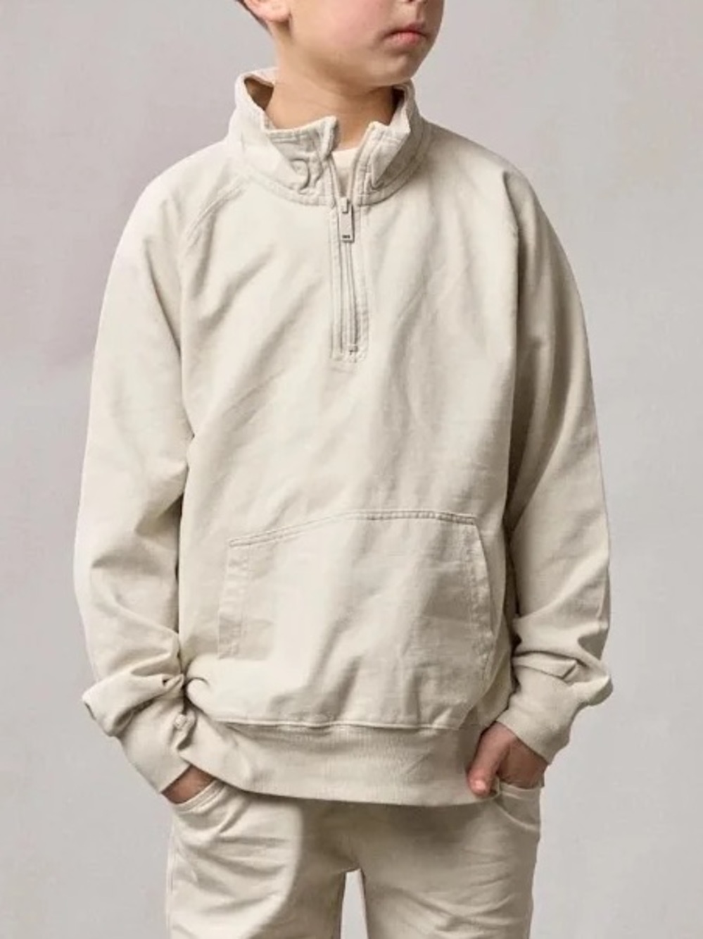 Little Bipsy Cream Half-Zip Kids Pullover